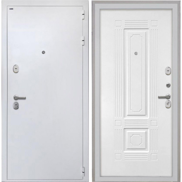 Входная дверь Интекрон КОЛИЗЕЙ белая шагрень / Ясень белый силк ФЛ-2