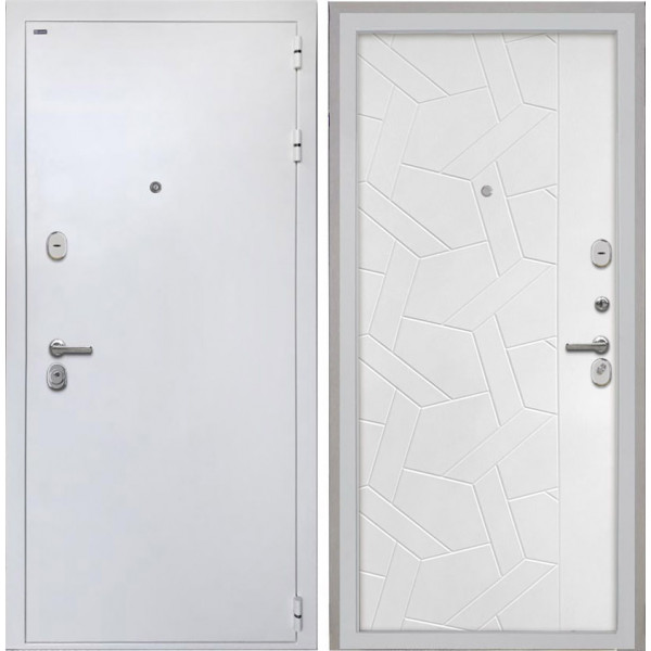 Входная дверь Интекрон КОЛИЗЕЙ белая шагрень / Ясень силк белый ФЛ-306