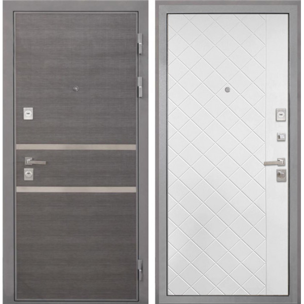 Входная дверь Интекрон НЕАПОЛЬ ФЛ-Ромбы Силк ясень белый