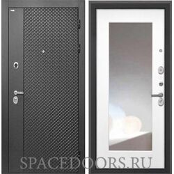 Входная дверь Интекрон Олимпия Блэк коричневый Белая матовая с зеркалом ФЛЗ-120-М