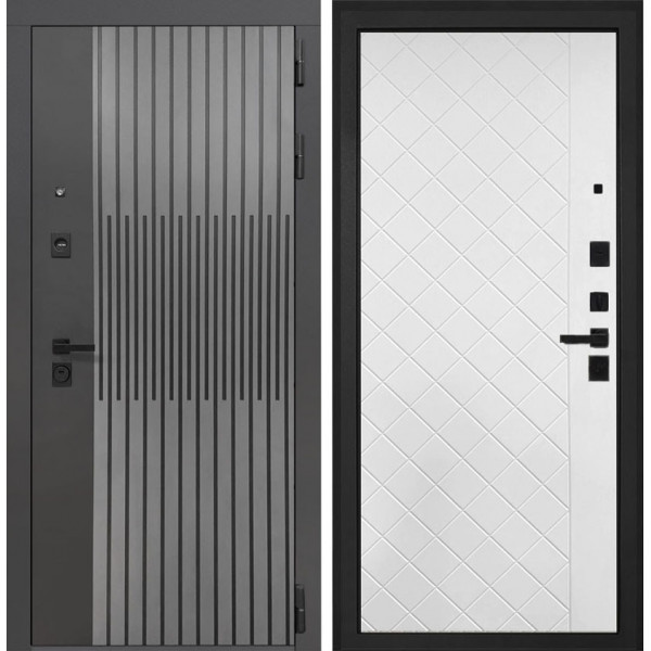 Входная дверь Интекрон Олимпия ФЛ-Ромбы Силк ясень белый