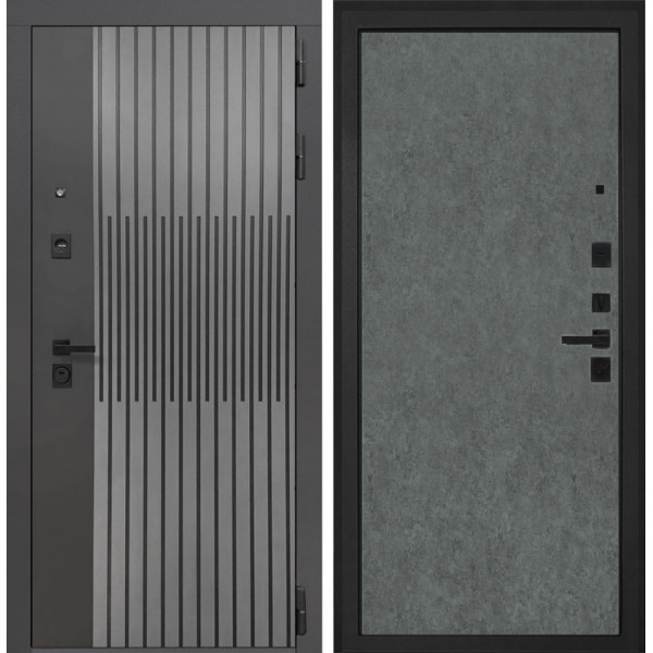 Входная дверь Интекрон Олимпия Штукатурка графит гладкая