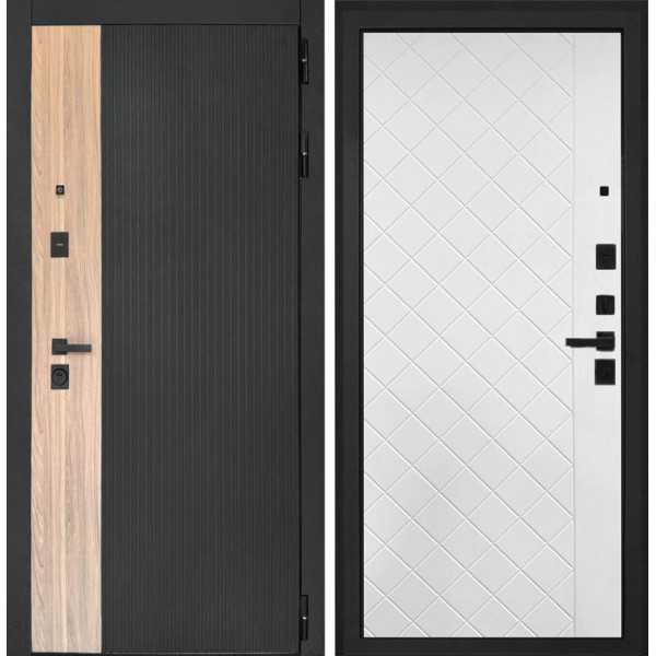 Входная дверь Интекрон Премьера ФЛ-Ромбы Силк ясень белый