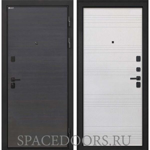 Входная дверь Интекрон Профит Black Эковенге поперечный Белый Ясень ФЛ-316