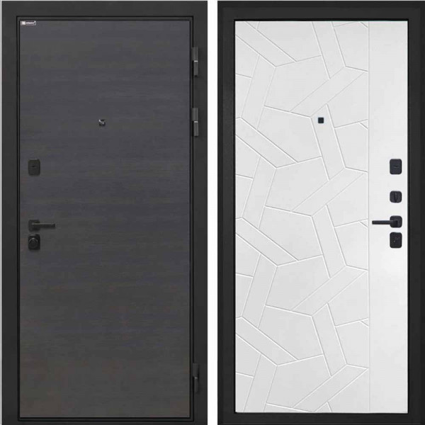 Входная дверь Интекрон Профит Black Эковенге поперечный Ясень силк белый ФЛ-306