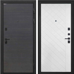 Входная дверь Интекрон Профит Black Эковенге поперечный ФЛ-Ромбы Силк ясень белый