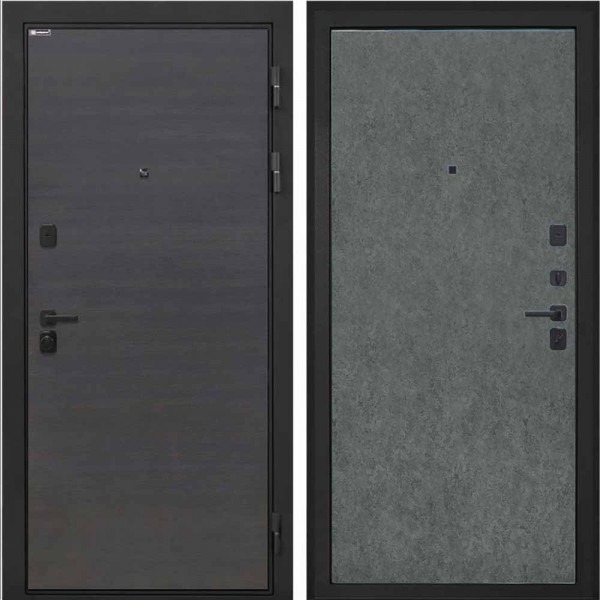 Входная дверь Интекрон Профит Black Эковенге поперечный Штукатурка графит гладкая