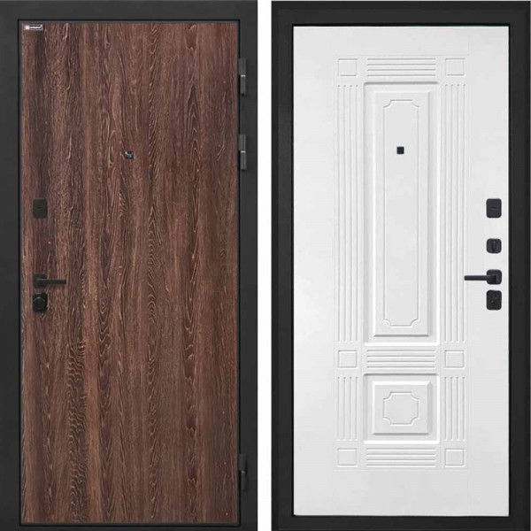 Входная дверь Интекрон Профит Black Дуб филадельфия коньяк Ясень белый силк ФЛ-2