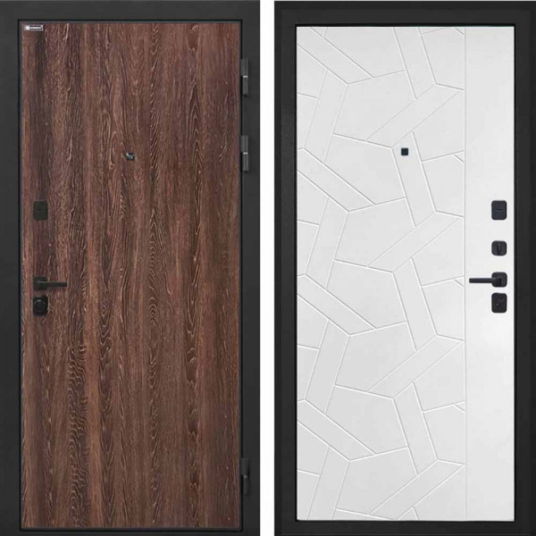 Входная дверь Интекрон Профит Black Дуб филадельфия коньяк Ясень силк белый ФЛ-306