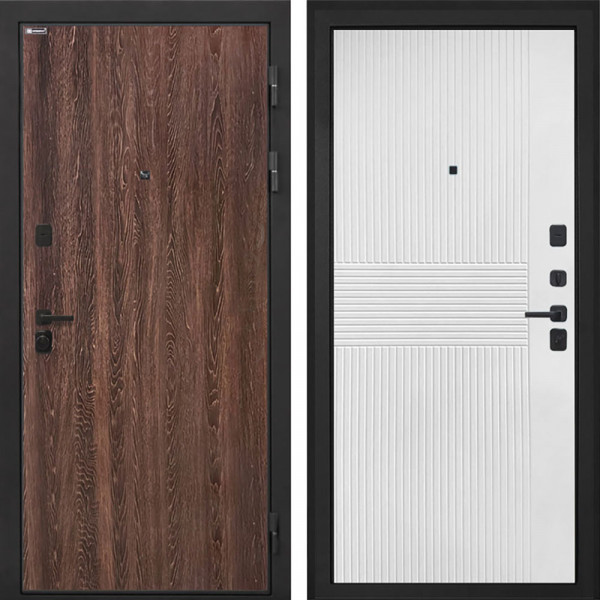 Входная дверь Интекрон Профит Black Дуб филадельфия коньяк ФЛ-326М Мэджик шифон (белый)