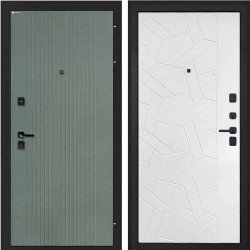 Входная дверь Интекрон Профит Black Пазл грин ФЛ-295 Ясень силк белый ФЛ-306
