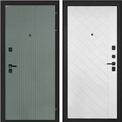 Входная дверь Интекрон Профит Black Пазл грин ФЛ-295 ФЛ-Ромбы Силк ясень белый