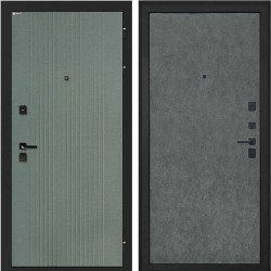 Входная дверь Интекрон Профит Black Пазл грин ФЛ-295 Штукатурка графит гладкая