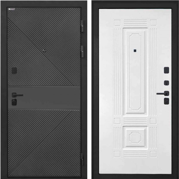 Входная дверь Интекрон Профит Black ФЛ-613 эмаль черная Ясень белый силк ФЛ-2