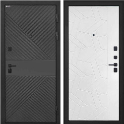 Входная дверь Интекрон Профит Black ФЛ-613 эмаль черная Ясень силк белый ФЛ-306