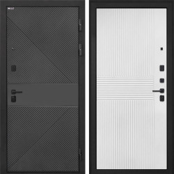 Входная дверь Интекрон Профит Black ФЛ-613 эмаль черная ФЛ-326М Мэджик шифон (белый)