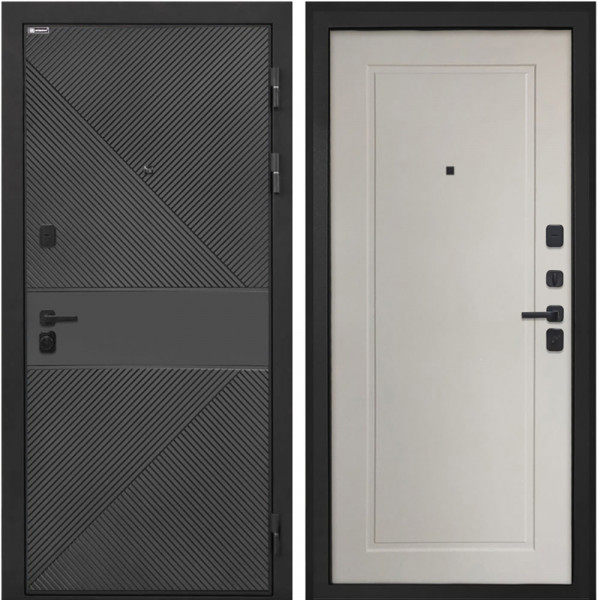 Входная дверь Интекрон Профит Black ФЛ-613 эмаль черная ФЛ-642 светлое кофе