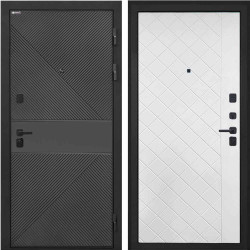 Входная дверь Интекрон Профит Black ФЛ-613 эмаль черная ФЛ-Ромбы Силк ясень белый
