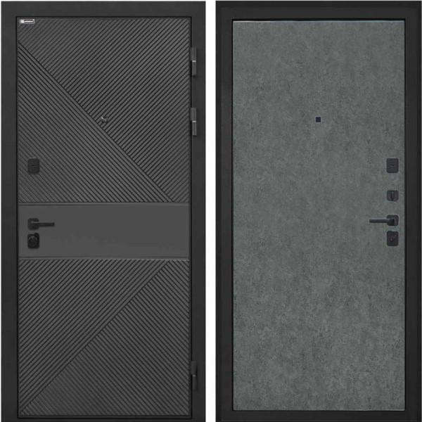 Входная дверь Интекрон Профит Black ФЛ-613 эмаль черная Штукатурка графит гладкая