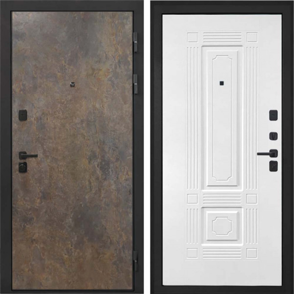 Входная дверь Интекрон Профит Black Гранж Ясень белый силк ФЛ-2