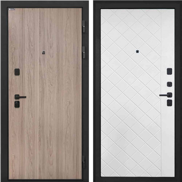 Входная дверь Интекрон Профит Black Ильм американский ФЛ-Ромбы Силк ясень белый