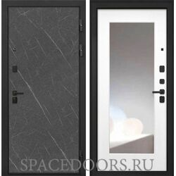 Входная дверь Интекрон Профит black лава Белая матовая с зеркалом ФЛЗ-120-М