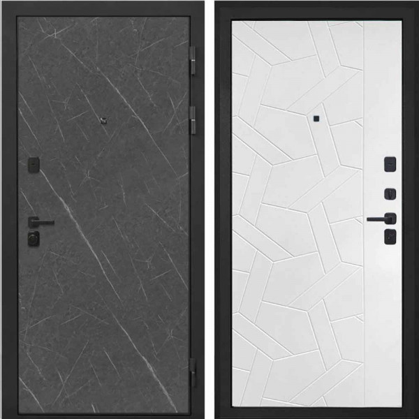 Входная дверь Интекрон Профит black лава Ясень силк белый ФЛ-306
