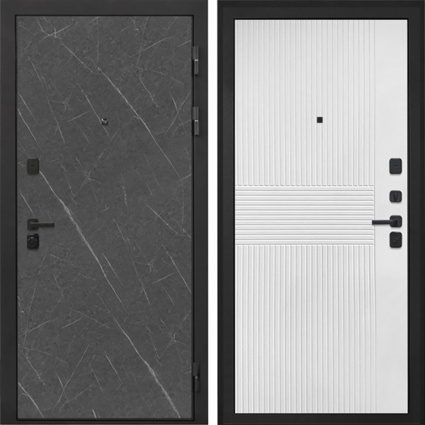 Входная дверь Интекрон Профит black лава ФЛ-326М Мэджик шифон (белый)