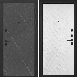 Входная дверь Интекрон Профит black лава ФЛ-Ромбы Силк ясень белый