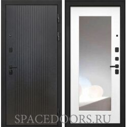 Входная дверь Интекрон Профит black лофт черный Белая матовая с зеркалом ФЛЗ-120-М