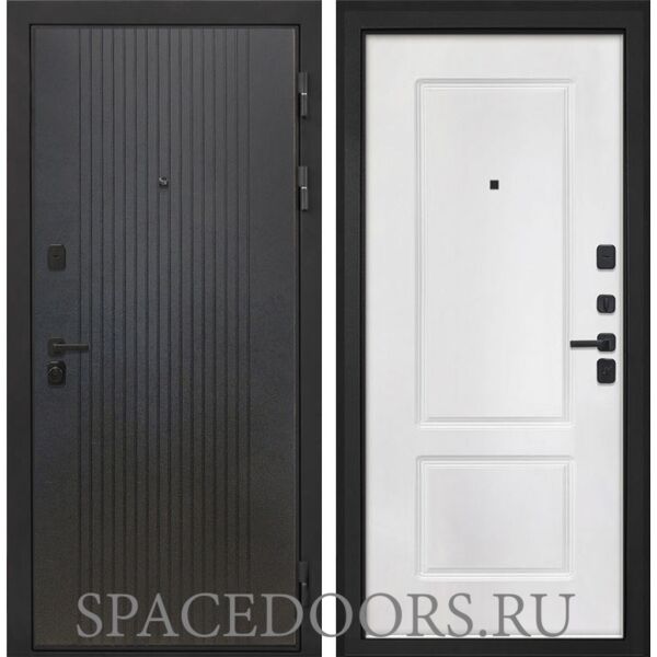 Входная дверь Интекрон Профит black лофт черный Белая матовая КВ-2