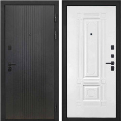 Входная дверь Интекрон Профит black лофт черный Ясень белый силк ФЛ-2