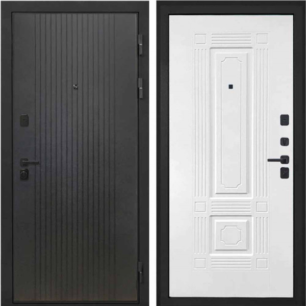 Входная дверь Интекрон Профит black лофт черный Ясень белый силк ФЛ-2