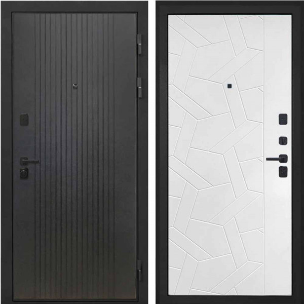 Входная дверь Интекрон Профит black лофт черный Ясень силк белый ФЛ-306