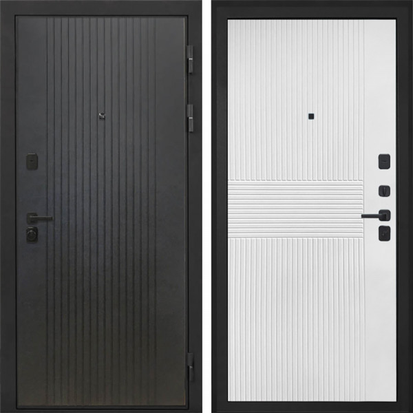 Входная дверь Интекрон Профит black лофт черный ФЛ-326М Мэджик шифон (белый)