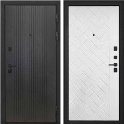 Входная дверь Интекрон Профит black лофт черный ФЛ-Ромбы Силк ясень белый