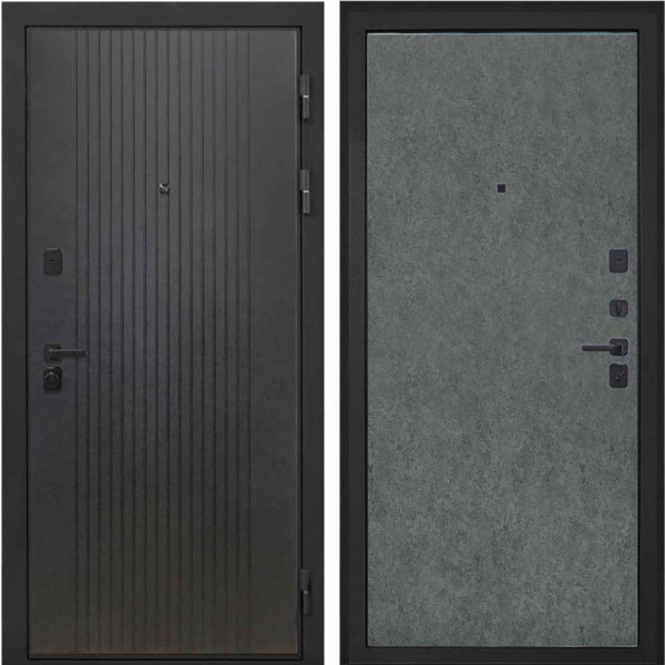 Входная дверь Интекрон Профит black лофт черный Штукатурка графит гладкая