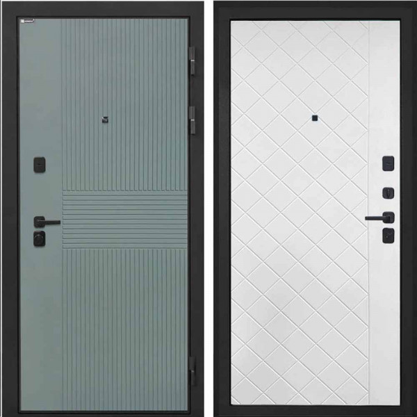 Входная дверь Интекрон Профит Black Монолит фреско ФЛ-326М ФЛ-Ромбы Силк ясень белый