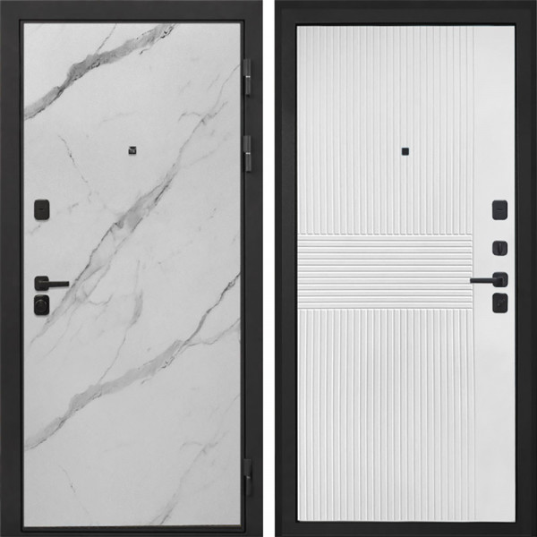Входная дверь Интекрон Профит black мрамор арктик ФЛ-326М Мэджик шифон (белый)
