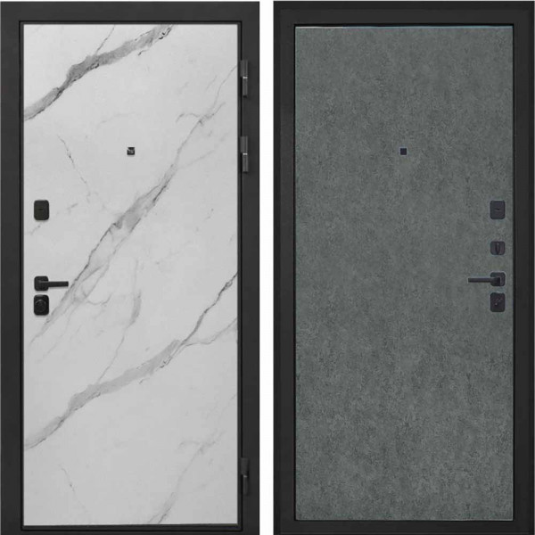 Входная дверь Интекрон Профит black мрамор арктик Штукатурка графит гладкая