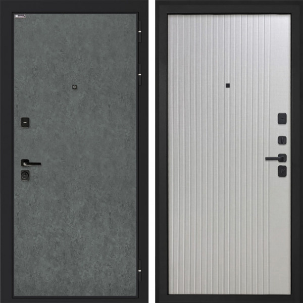 Входная дверь Профит Black Штукатурка графит Чесура светлая ФЛ-566
