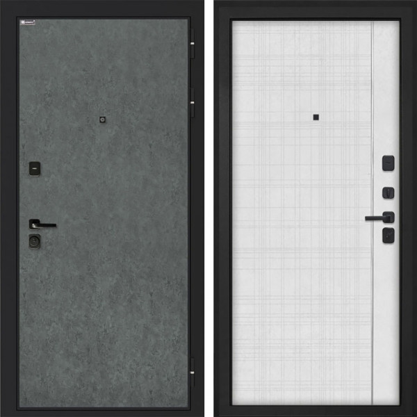 Входная дверь Профит Black Штукатурка графит Лофт Белый В-07