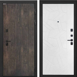 Входная дверь Интекрон Профит Black Тиковое дерево Ясень силк белый ФЛ-306