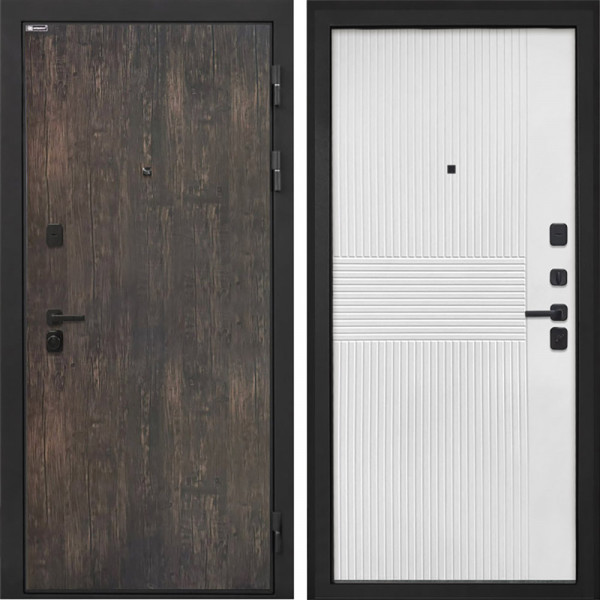 Входная дверь Интекрон Профит Black Тиковое дерево ФЛ-326М Мэджик шифон (белый)