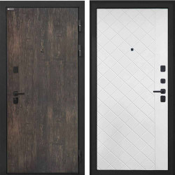 Входная дверь Интекрон Профит Black Тиковое дерево ФЛ-Ромбы Силк ясень белый