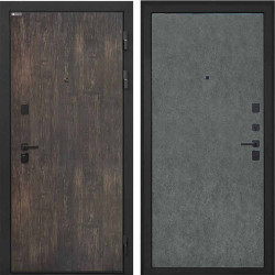 Входная дверь Интекрон Профит Black Тиковое дерево Штукатурка графит гладкая