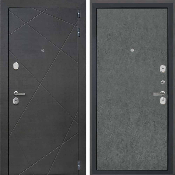 Входная дверь Интекрон Сенат Лучи Штукатурка графит гладкая