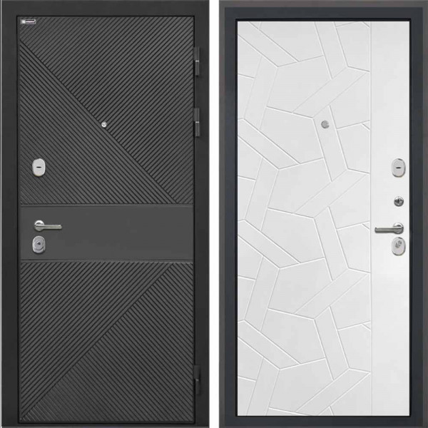 Входная дверь Интекрон Сицилия Remix ФЛ-613 черный крашеный Ясень силк белый ФЛ-306
