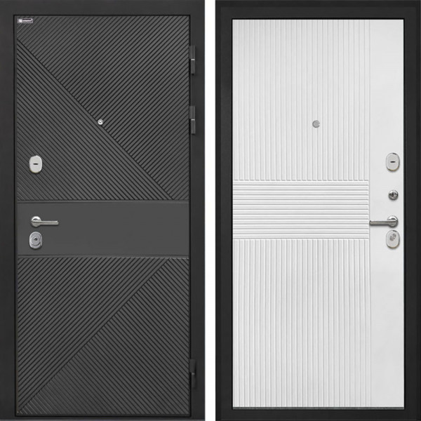 Входная дверь Интекрон Сицилия Remix ФЛ-613 черный крашеный Мэджик шифон белый ФЛ-326М