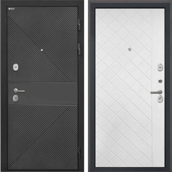 Входная дверь Интекрон Сицилия Remix ФЛ-613 черный крашеный ФЛ-Ромбы Силк ясень белый